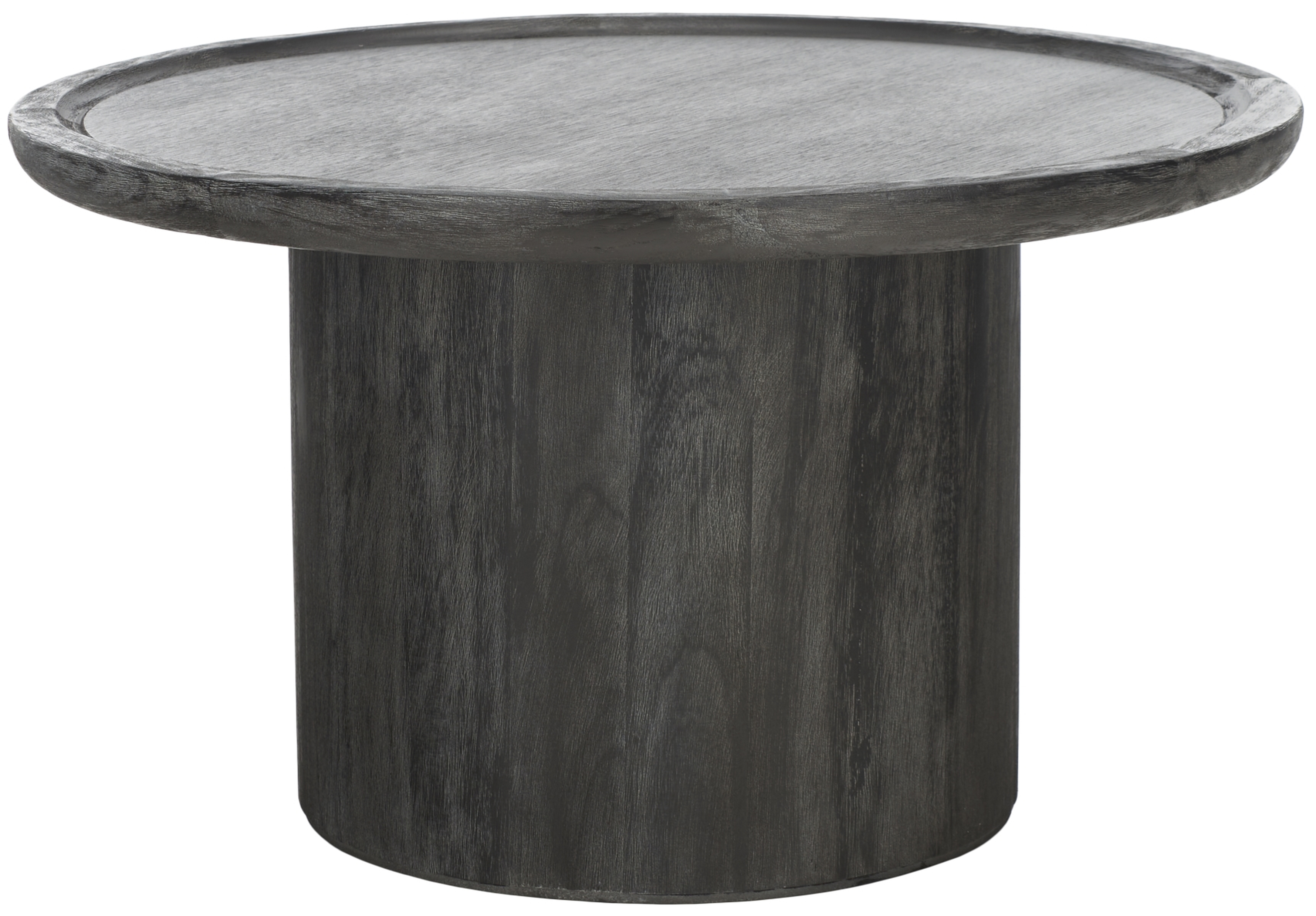 Devin Round Coffee Table - Black With White Wash Distress - Safavieh - Safavieh